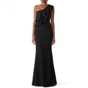 Black Halo EVE Manala Gown Women's Black One Shoulder Ruffle $575 - Size 4